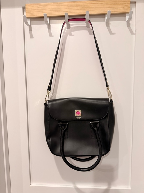 kate spade Handbags - Kate Spade Black Leather Satchel with Pink Accent